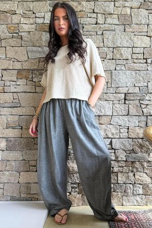Lindin Linen Blend Dart Barrel Pant Washed Charcoal